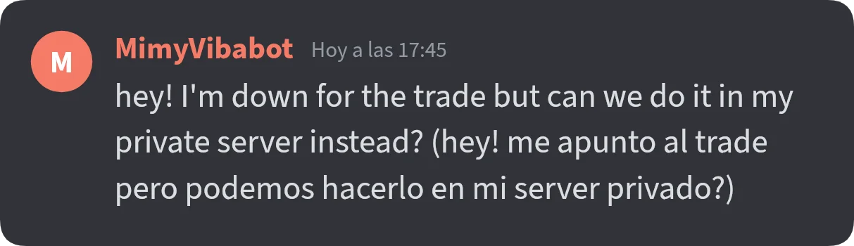 Chat de Discord — scammer 1